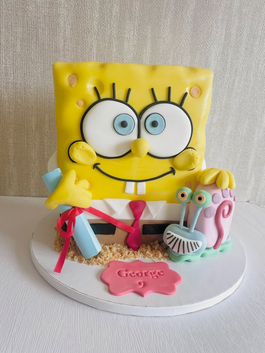 A 3D SpongeBob birthday cake with Gary the snail